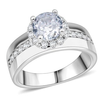 LUSTRO STELLA wei&szlig;er Zirkonia Solit&auml;r-Stil-Ring