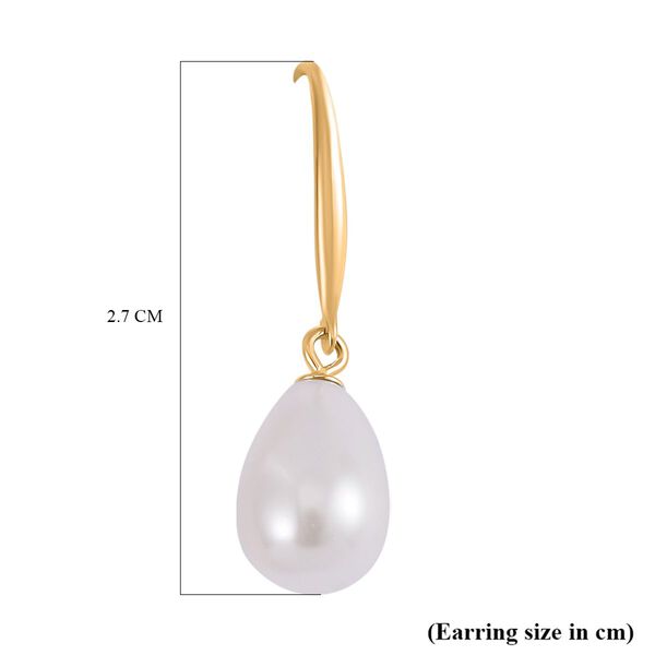 Weiße Muschelkernperle Ohrringe, 925 Silber vergoldet - 8 ct. image number 5