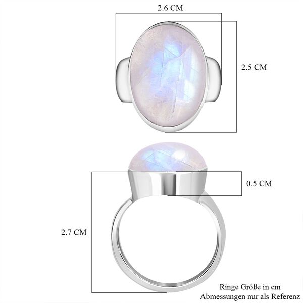 Royal Bali - Regenbogen Mondstein Ring 925 Silber (Gr&ouml;&szlig;e 20.00) ca. 22.77 ct image number 5
