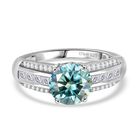 Paraiba Moissanit, Moissanit Ring 925 Silber rhodiniert (Größe 20.00) ca. 2.29 ct
