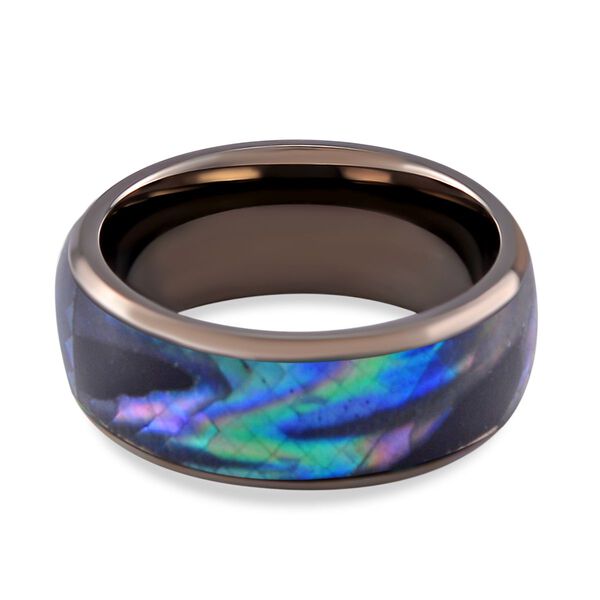 Perlmutt Ring Reiner Edelstahl, Schwarz-Plattierung (Gr&ouml;&szlig;e 18.00) image number 6