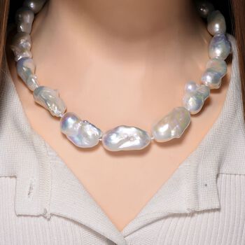 AAAA wei&szlig;e Barockperle 50cm Halskette