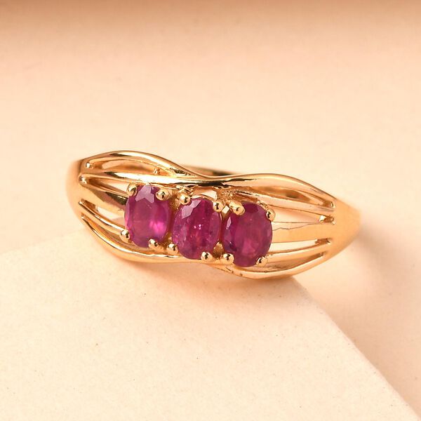 Afrikanischer Rubin-Ring, 925 Silber vergoldet, ca. 0.71 ct image number 2