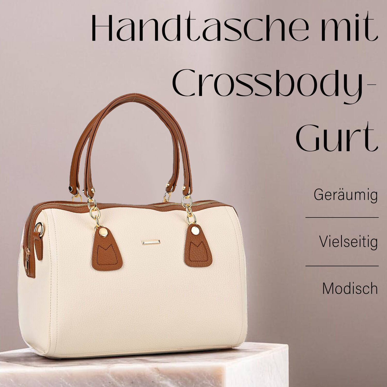 Satchel Crossbody Bag Modische Geraumige Umhangetasche Vielseitig 34x11x22 cm weiB
