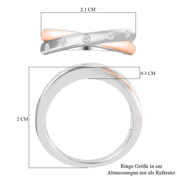 Diamant Ring 925 Silber Bicolor  ca. 0,10 ct image number 7
