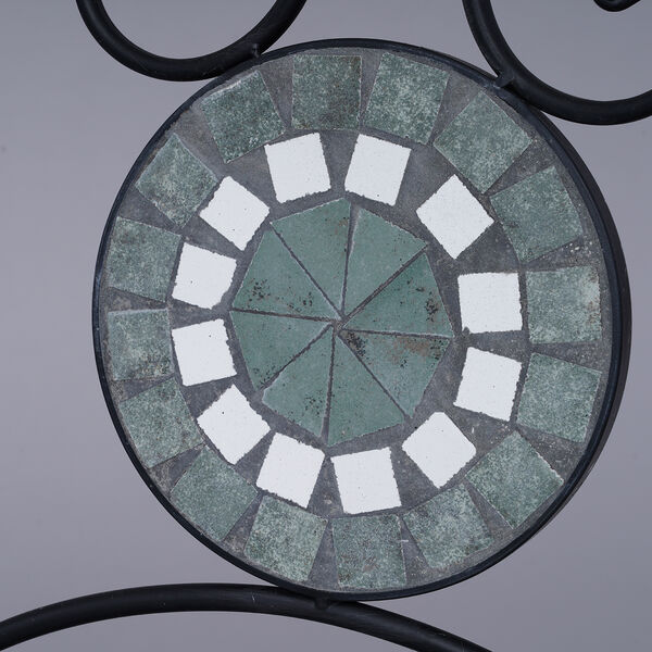 3er-Set - Mosaik-Tisch und 2 Mosaik-St&uuml;hle, Kaleidoskop-Muster, Dunkelgr&uuml;n-Terracotta-Wei&szlig;&nbsp; image number 2
