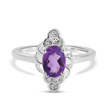 Afrikanischer Amethyst und Zirkon-Ring, 925 Silber (Gr&ouml;&szlig;e 16.00) ca. 0,80 ct
