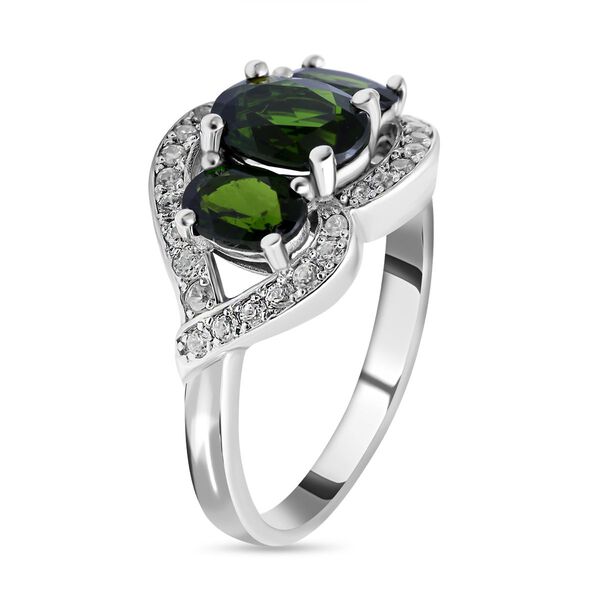 AA Natürlicher Chromdiopsid und Zirkon-Ring - 3,12 ct. image number 2