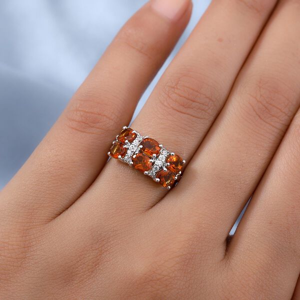 Madira Citrin und Zirkon Ring 925 Silber Platin-Überzug image number 3