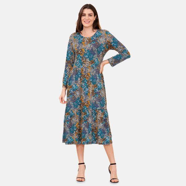 TAMSY Damen bedrucktes Midikleid, Größe 38, Blau image number 7