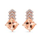 AAA Rosa Morganit, Weißer Diamant Ohrringe 417 Gold ca. 2.70 ct