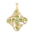Peridot, Weißer Zirkon Anhänger 925 Silber vergoldet ca. 1,30 ct.
