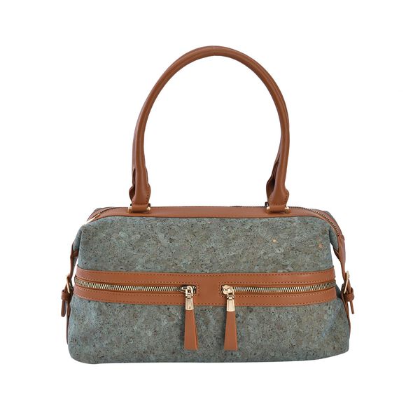 Handtasche aus Naturkork mit RFID-Schutz, Gr&uuml;n