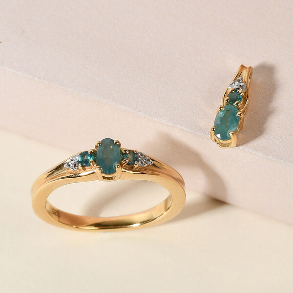 2er-Set, Grandidierit und Zirkon Ring und Anhänger mit Kette in Silber, 0,61 ct. image number 2