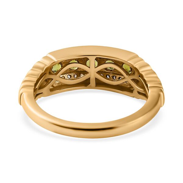 Natürlicher AA Calabar-Turmalin, Weißer Zirkon Ring, 925 Silber Gelbgold Vermeil (Größe 17.00) ca. 0.89 ct image number 6