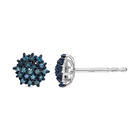 Blaue Diamant Ohrstecker, 925 Silber platiniert, ca. 0,25 ct