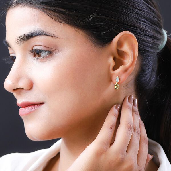 AA nat&uuml;rliche, goldene Tansanit und Zirkon-Ohrringe - 0,65 ct. image number 3