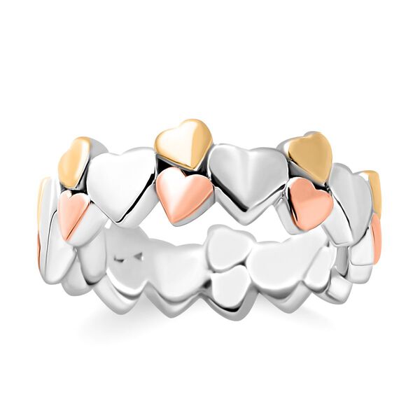 Dreifarbiger Bandring mit Herzmotiven image number 6