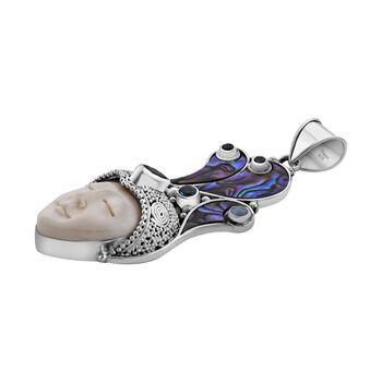 Sajen Silver- Ochse Knochen, Abalone Muschel und Multi-Edelstein-Anh&auml;nger - 18,47 ct.