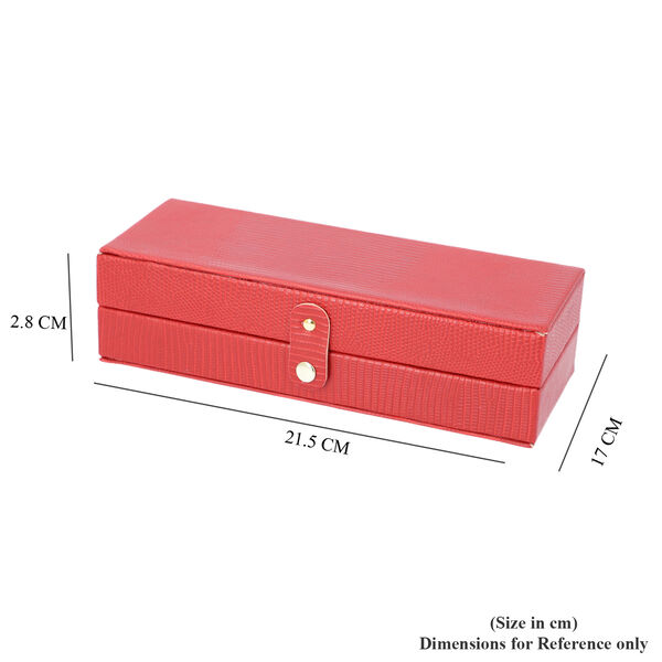 Schmuck Organizer mit Krokopr&auml;gung, Spiegel und F&auml;cher, 23,5x18,5x8,5 cm, Rot image number 3