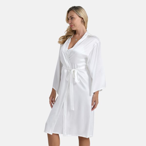 LA MAREY Kimono mit G&uuml;rtel aus 100% Maulbeerseide, Elfenbeinfarben, Einheitsgr&ouml;&szlig;e image number 3