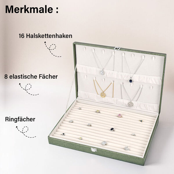 XL Premium Schmuckbox, 40x28x6 cm, grün image number 2