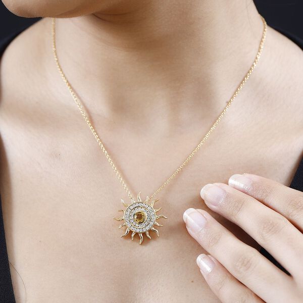 GP Celestial Dream Kollektion - AA Citrin, Zirkon  und Kanchanaburi blauer Saphir-Anh&auml;nger mit 45cm Kette - 1,13 ct. image number 3