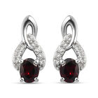 Anthill Granat und Zirkon Ohrringe 925 Silber platiniert ca. 1,06 ct