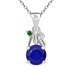 Blauer Spinell und natürlicher Chromdiopsid Anhänger mit 50cm Kette - 0,86 ct.