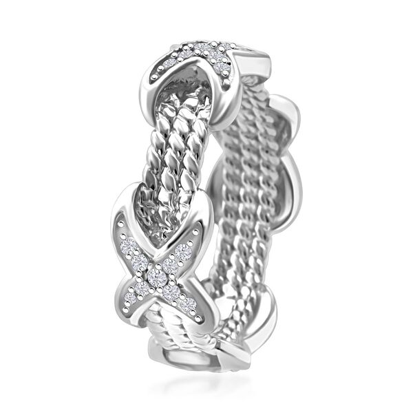 Lustro Stella Wei&szlig;er Zirkonia Ring 925 Silber XO Band rhodiniert (Gr&ouml;&szlig;e 17.00) image number 4