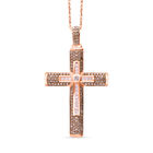 Weißer Diamant Kreuz Anhänger mit Kette, 925 Silber Roségold Vermeil, ca. 1.00 ct
