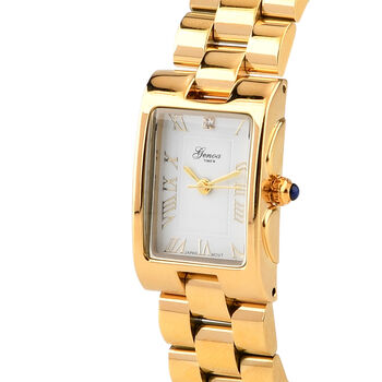 GENOA - Wei&szlig;er Zirkonia, Wei&szlig;es Perlmutt Schmuckset 316L Edelstahl IP-Gelbbeschichtung, Nickelfreies Messing IP-Gelbbeschichtung und Legierung IP-Gelbbeschichtung