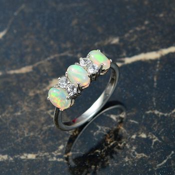 D'Joy AA Nat&uuml;rlicher, &auml;thiopischer Welo Opal und Zirkon Ring - 1,29 ct.