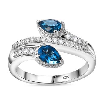 London Blautopas und Zirkon Ring - 1,25 ct.