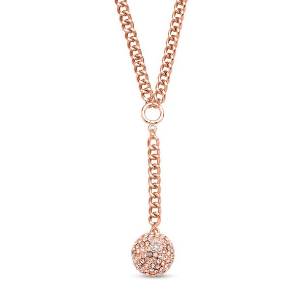 Weiße Kristall-Halskette 50 cm und Ohrstecker in Roségoldton - 7 ct. image number 3