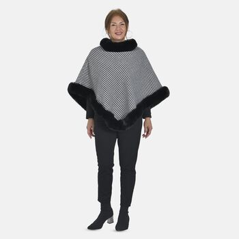 Kunstpelz-Poncho, Hahnentrittmuster, 70x92 cm, schwarz und wei&szlig;