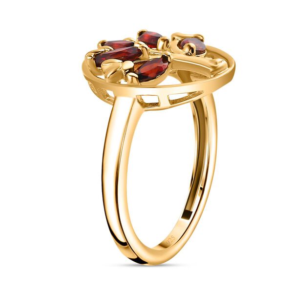 Roter Granat Lebensbaum Ring, 925 Silber Gelbgold Vermeil (Gr&ouml;&szlig;e 17.00) ca. 0.95 ct image number 5