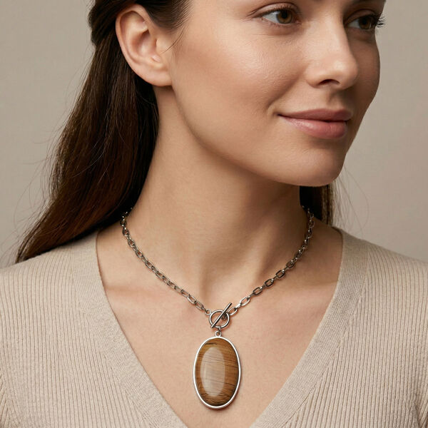 Bild Jasper Halskette ca. 60 cm 316L Edelstahl ca. 90.00 ct image number 2