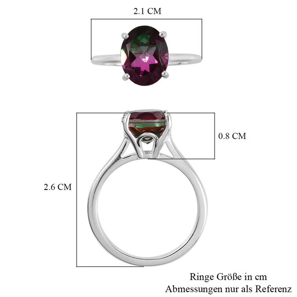 Wassermelonen Quarz Triplett Solit&auml;r-Ring, 925 Silber  ca. 2,78 ct image number 5