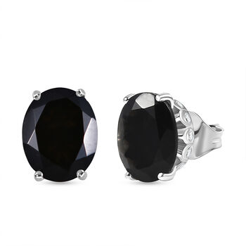 EverTrue AA schwarze Glasachat und Zirkon Ohrringe in Silberton - 4,42 ct.