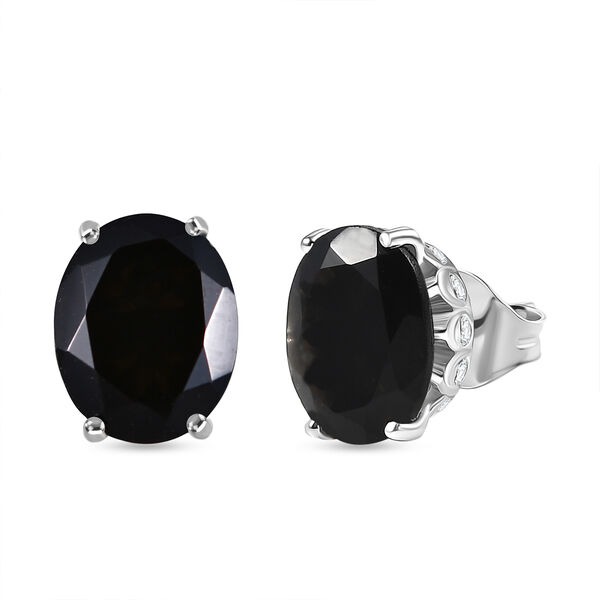 EverTrue AA schwarze Glasachat und Zirkon Ohrringe in Silberton - 4,42 ct.