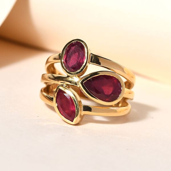 Afrikanischer Rubin Ring 925 Silber 585 Vergoldet image number 2