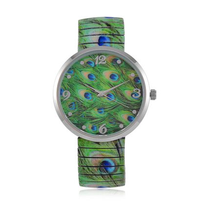 STRADA - Japanisches Uhrwerk, Flexible Uhr, Pfau