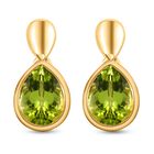 Natürliche Peridot-Ohrringe, 925 Silber vergoldet ca. 3,49 ct