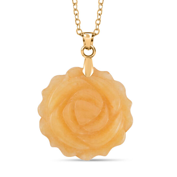 2er Set - Handgeschnitzer Gelber Quarzit Ring und Anhänger mit Kette, (Größe 17.00), goldfarben, ca. 30.00 ct image number 6