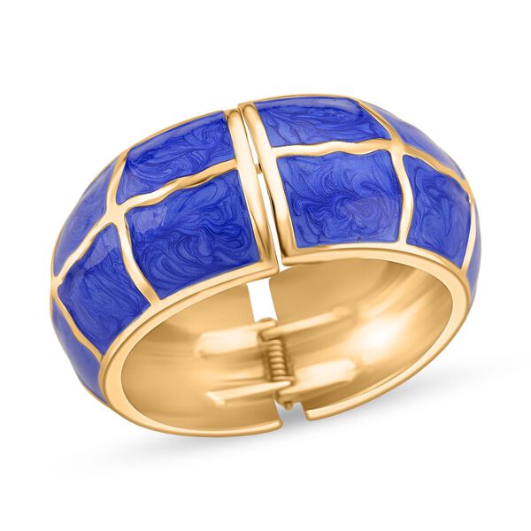 Emaille-Armreif mit Karomuster, ca. 18,5 cm, blau emailliert image number 4