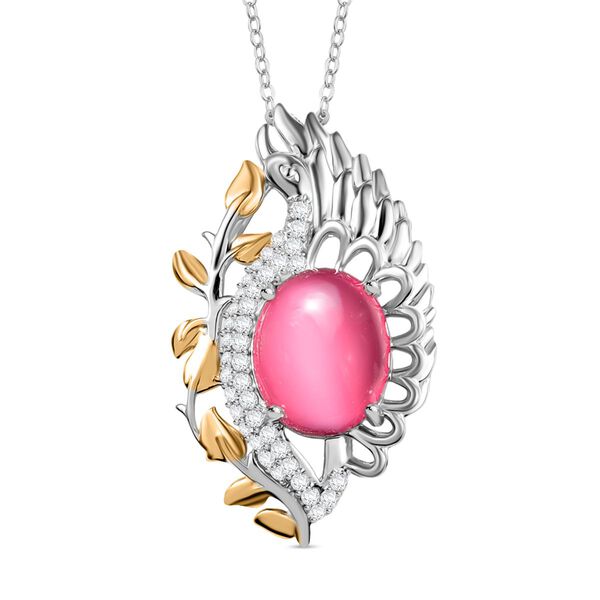 Maulbeere Mondstein und Zirkon zweifarbiger Anhänger mit 50cm Kette - 6,66 ct. image number 0