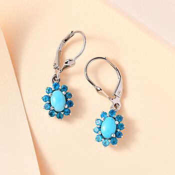 AA Sleeping Beauty T&uuml;rkis, Neon Apatit Ohrringe 925 Silber rhodiniert ca. 1.61 ct