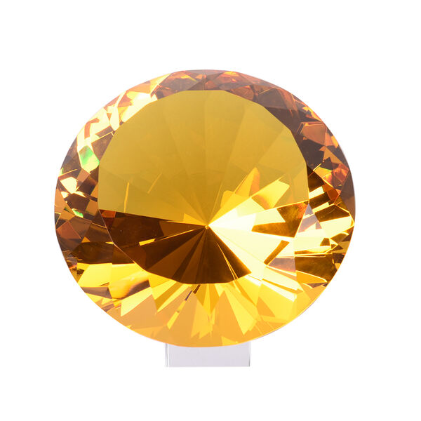 Diamantschliff gelber Glaskristall mit Ständer in Geschenkbox image number 0