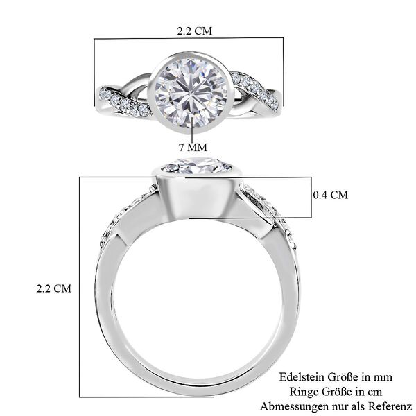 LUSTRO STELLA Hergestellt mit ZIRKONIA Ring 925 Silber Platin-Überzug (Größe 16.00) ca. 2,42 ct image number 6